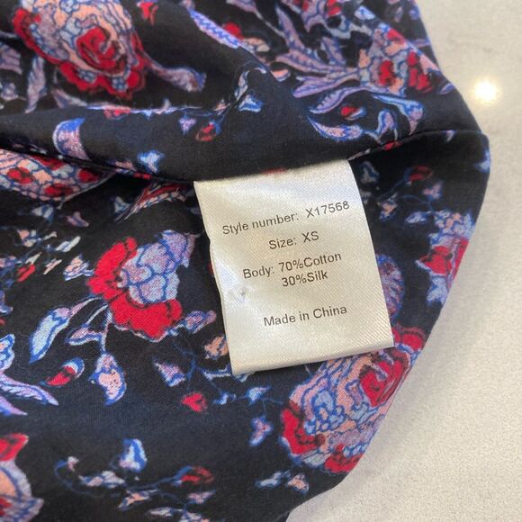 Xirena Lanie Purple Cottage Core Floral Ruffle Silk Blend Long Sleeve Blouse XS - Picture 9 of 11